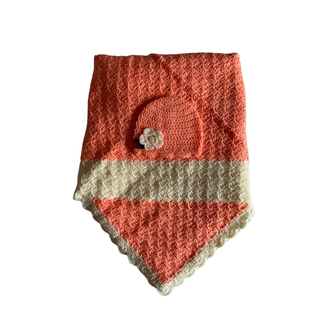 Peach Sunrise Crochet Baby Blanket