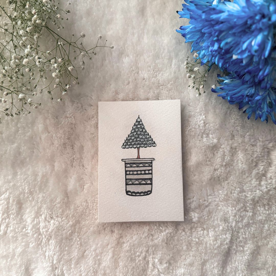 Potted Plant Watercolor Greeting Card