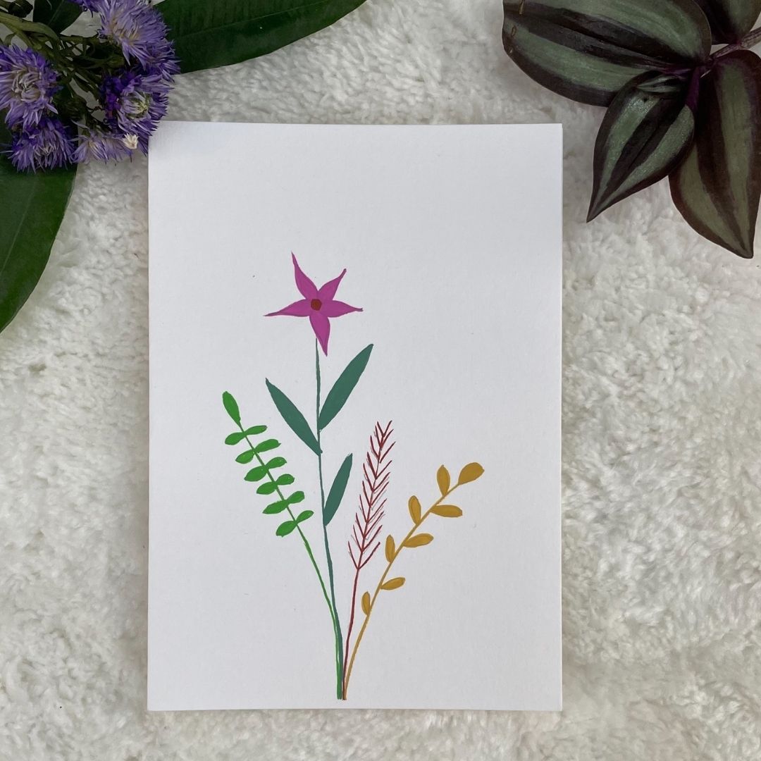 Star Flower Gouache Art