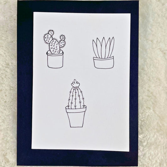 Succulents Hand Drawn Black & White Art