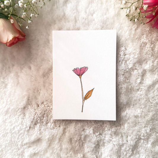 Single Flower Watercolor Handmade Greeting Card